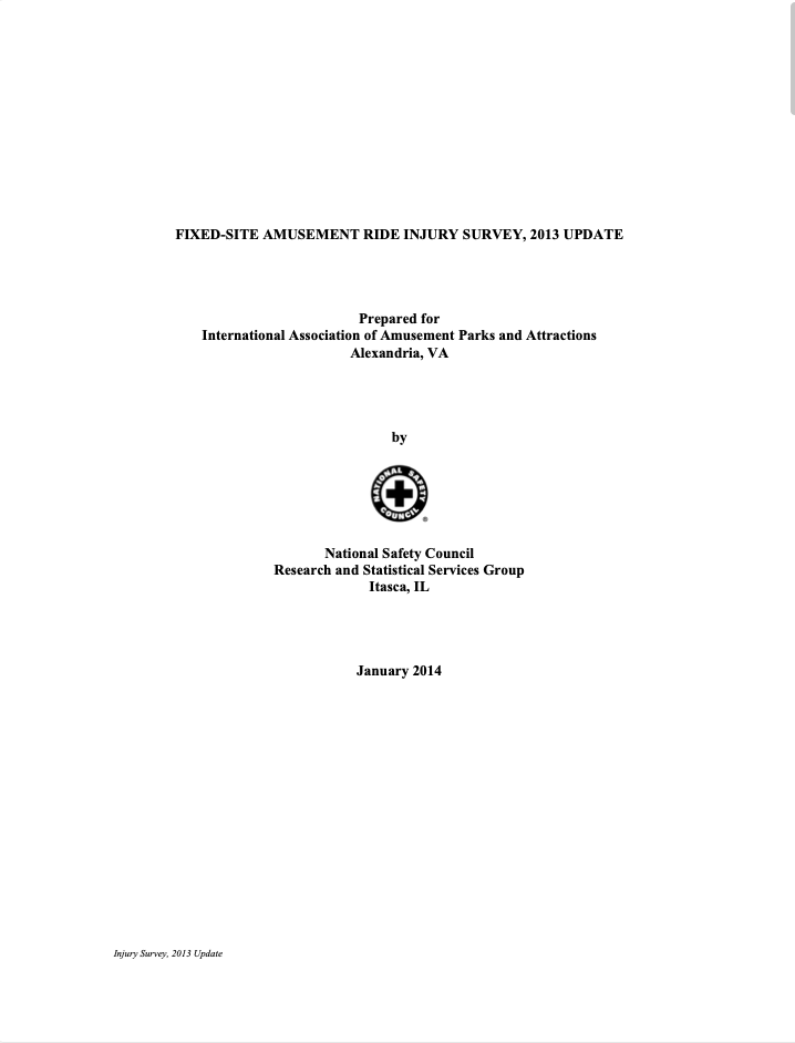 2013 - North America Fixed-Site Amusement Ride Safety Report